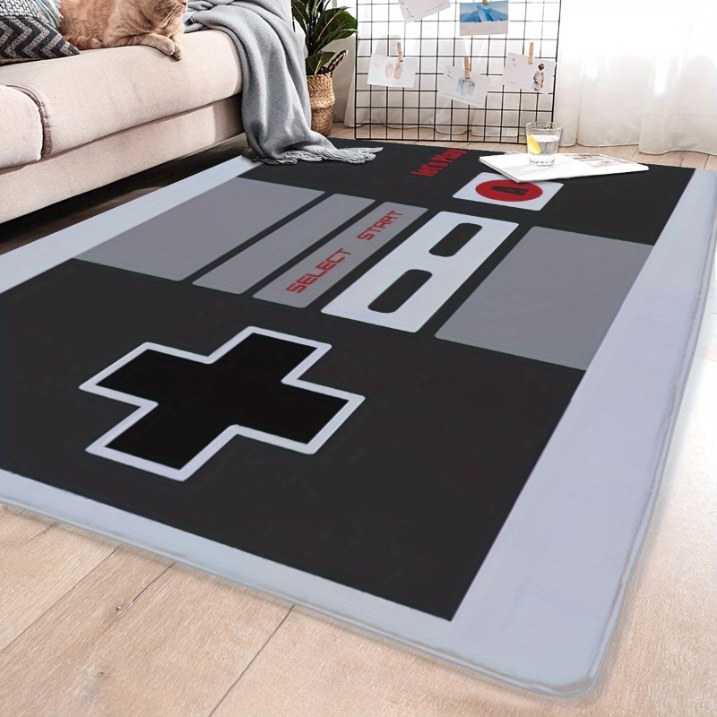 Retro Gaming Rug - 滑り止めのクリスタルフロアマット,3Dプリント付きフロアマット,ゲームをプレイするためのコントローラー,リビングルームの装飾,友人へのギフト
