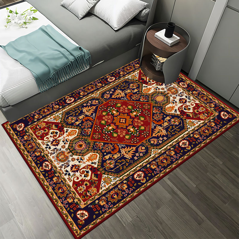 Retro Gaming Rug - ペルシャ風レトロカーペット リビングルーム 寝室用マット 滑り止め加工 モロッコ風装飾フロアマット