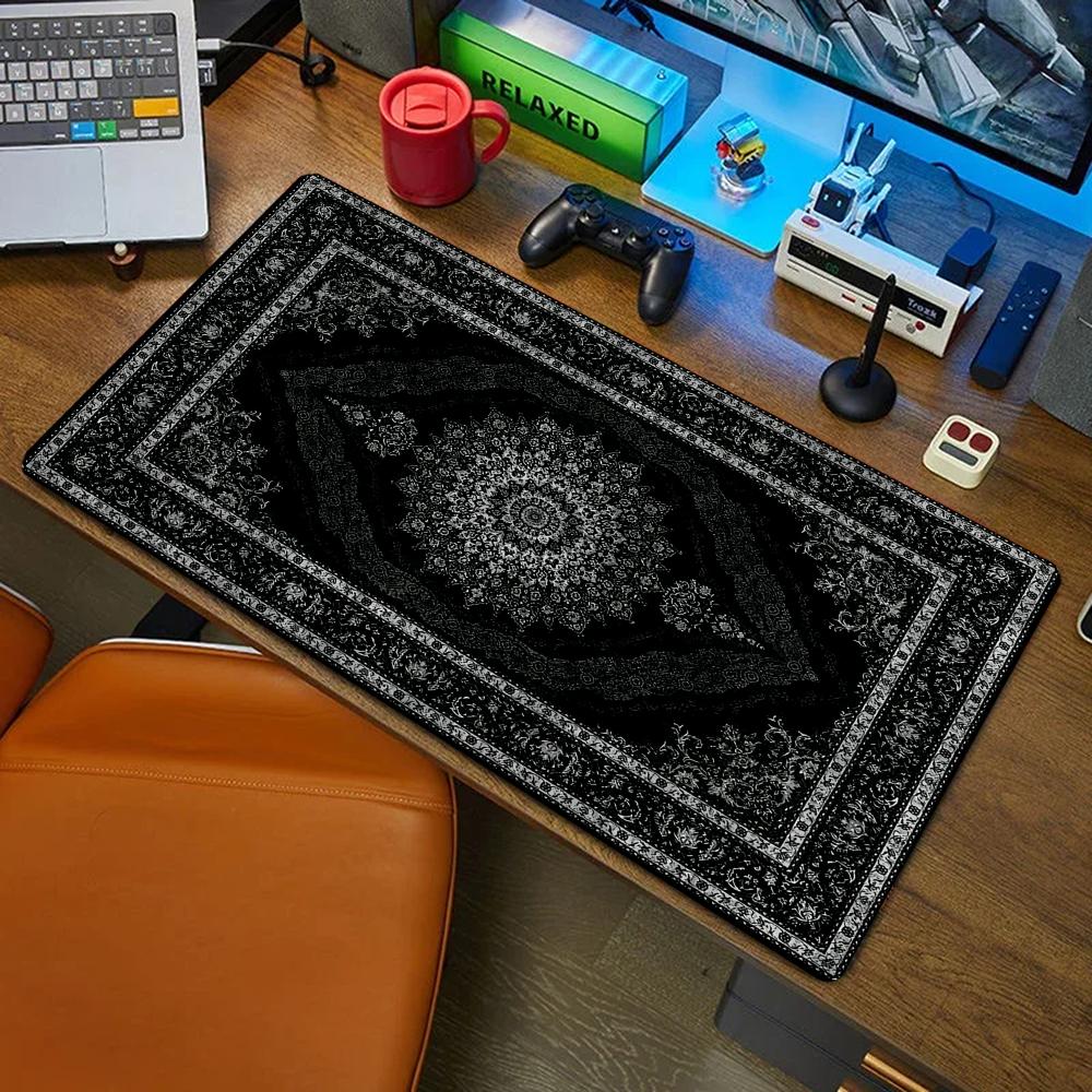 Retro Gaming Rug - 新しい黒ペルシャ絨毯神秘的なレトロマウスパッド Pc ゲーマーマウスパッドゴム製マウスマットゲーミングキーボードパッドオフィスデスクマット