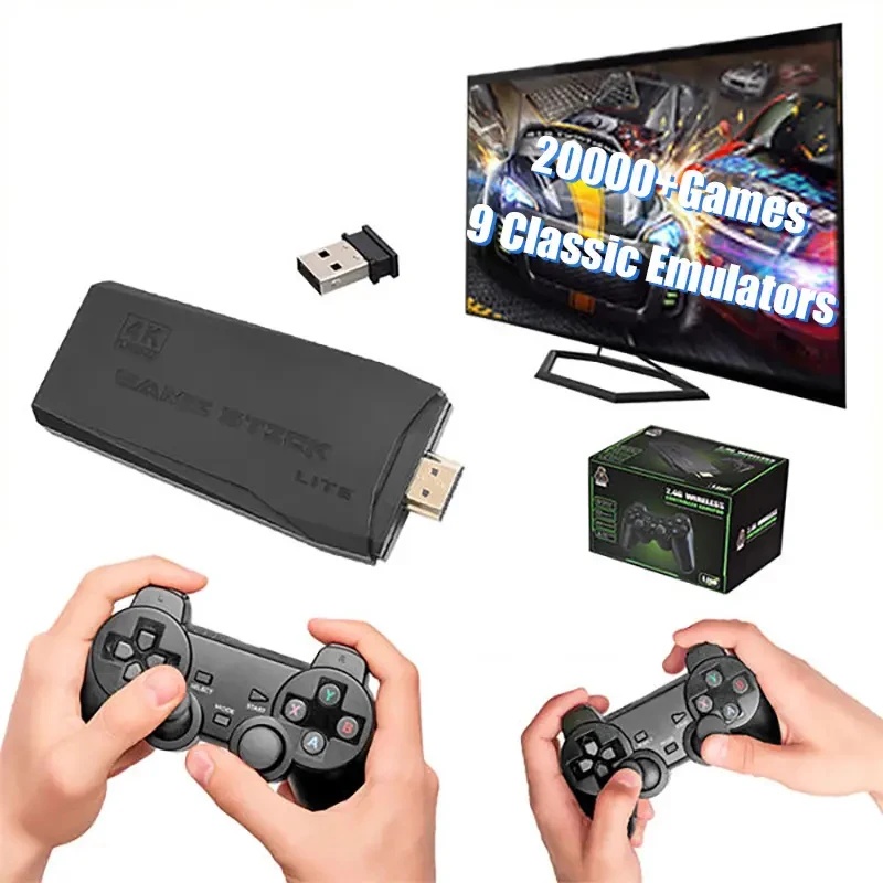 Retro Gaming Hdmi Stick - M8ビデオゲームスティック 4K HDMI出力 プラグアンドプレイ 懐かしいゲームボックス 9種類のクラシックエミュレーター内蔵