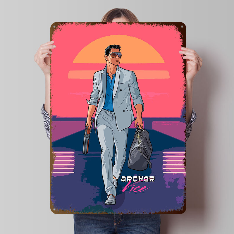 Retro Gaming Vibe - Archer Old Vibes ブリキポスター カスタマイズされたウォールアート ヴィンテージメタルサイン