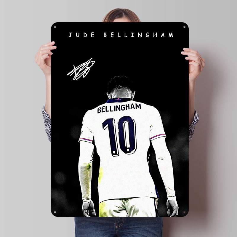 Retro Gaming Jersey - ベリンガムサッカージャージー錫板ポスターカスタムウォールアートヴィンテージメタルサインレトロ錫製飾り板（家庭用および装飾用ゲーム）