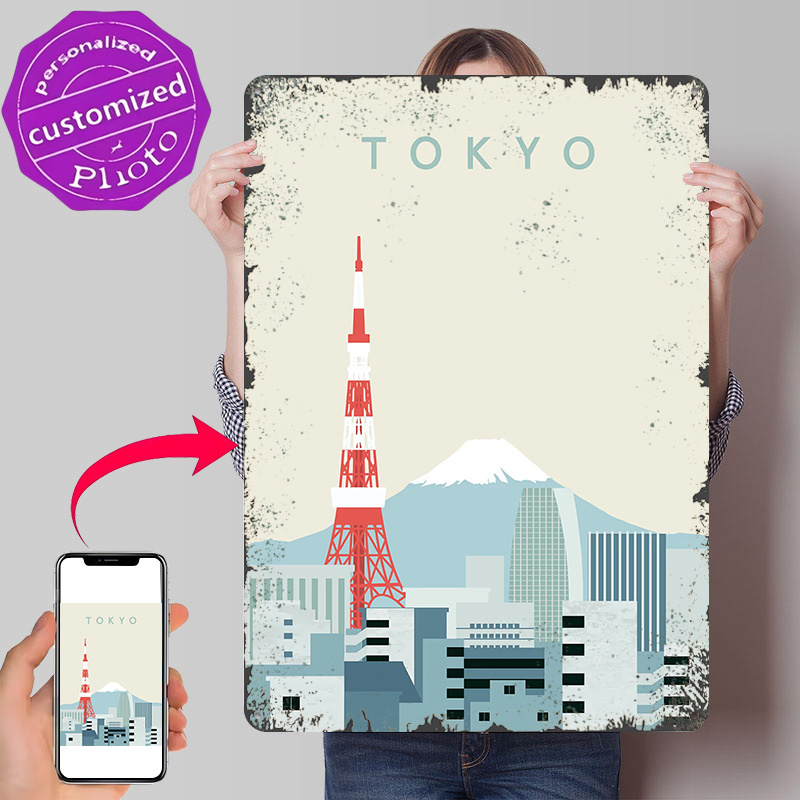 Retro Gaming Tokyo - 東京ポスターレトロ3Dプリントメタルサイン、カスタマイズされた壁掛けギフト、自宅のゲームルーム装飾用、壁画アート、マンケーブ