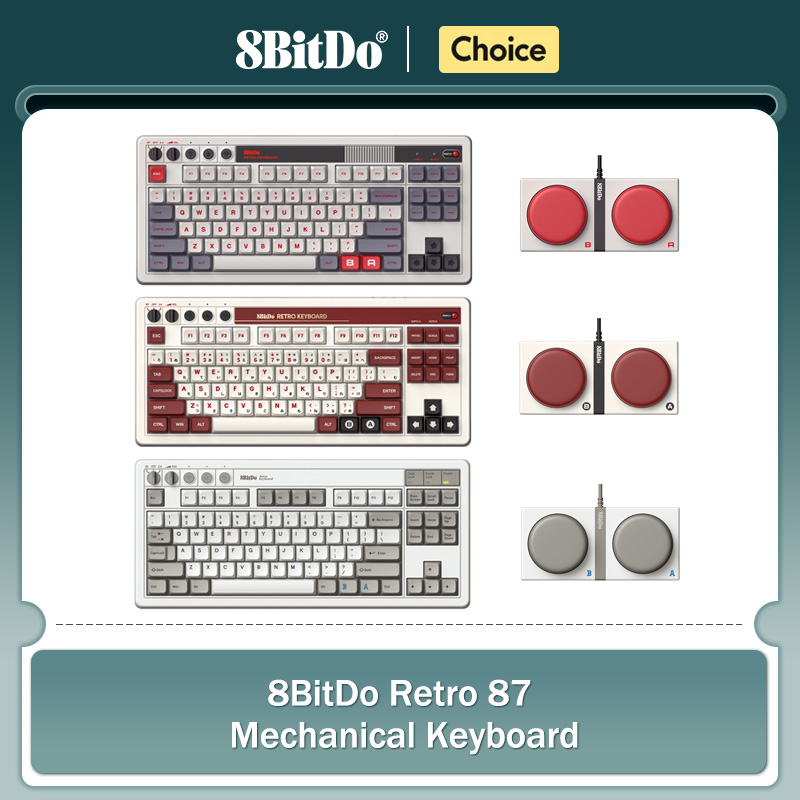 Retro Gaming Windows - 8Bitdo レトロメカニカルキーボード、Bluetooth/2.4G/USB-C ホットスワップ可能ゲーミングキーボード、Windows および Android 用ゲームアクセサリー