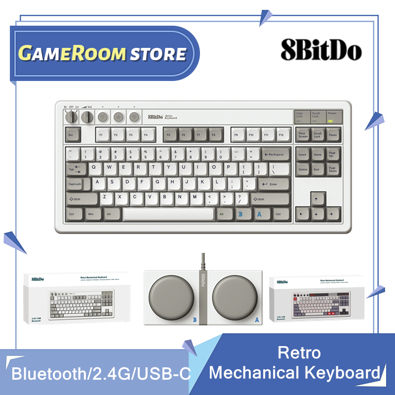 Retro Gaming Windows - 8ビットレトロメカニカルゲーミングキーボード,Bluetooth, 2.4g,USB-C,ホットスワップ可能,87キー,WindowsおよびAndroid用