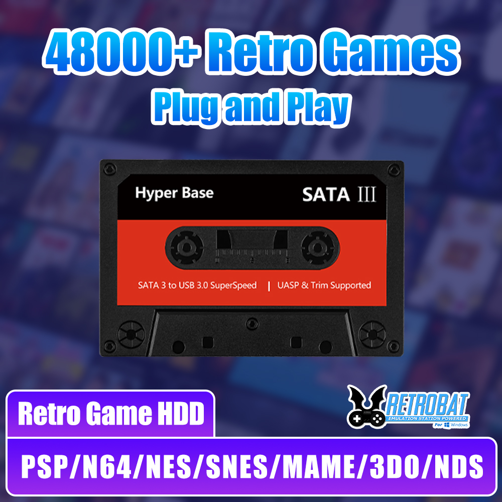 Retro Gaming Windows - Batocera 500G ゲームハードドライブ内蔵 48000+ レトロゲームエミュレーター PSP/N64/NES/SNES/MAME/3DO/NDS
