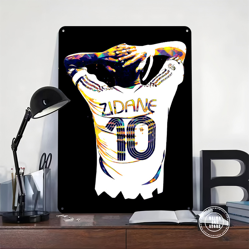 ジダンサッカージャージーメタルポスターカスタマイズされたウォ - Retro Gaming Jersey のレビューと価格