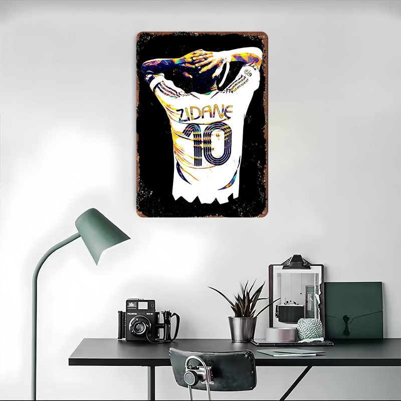ジダンサッカージャージーメタルポスターカスタマイズされたウォ - Retro Gaming Jersey のレビューと価格