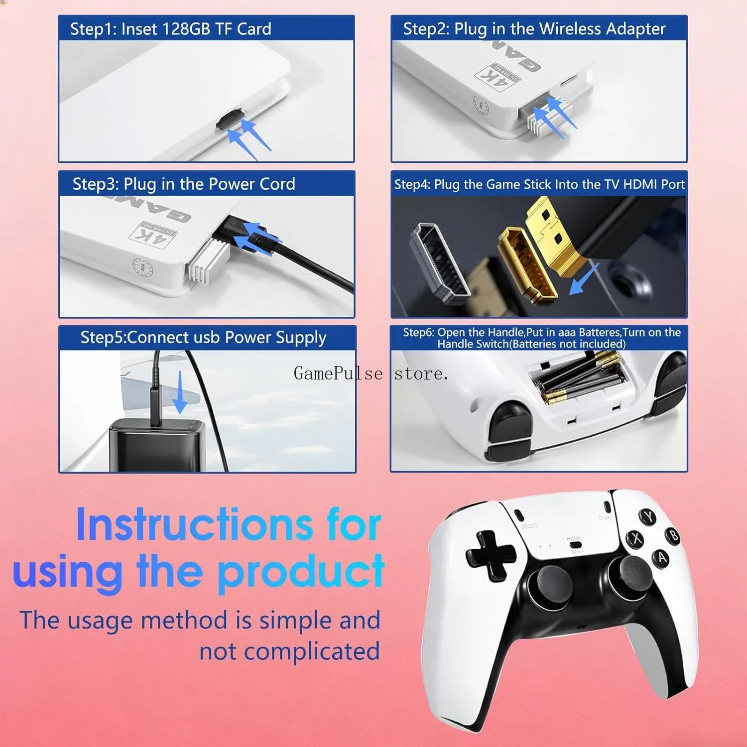 GamePulse 新型ワイヤレスレトロゲーム機、20000 - Retro Gaming Hdmi Stick のレビューと価格