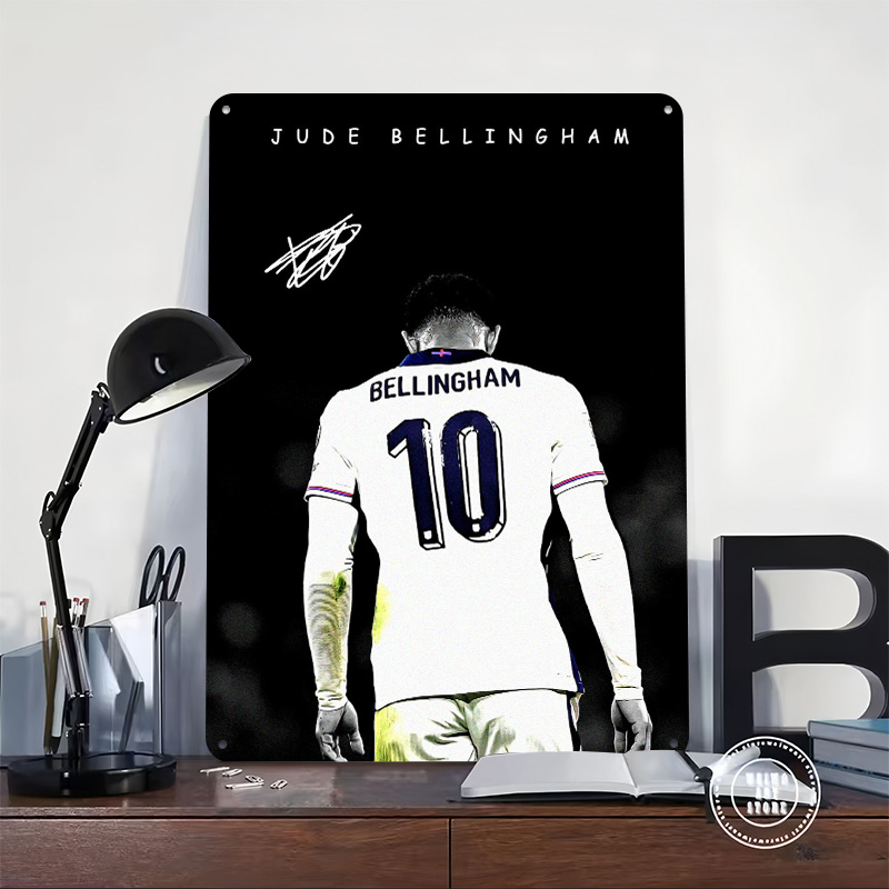 ベリンガムサッカージャージー錫板ポスターカスタムウォールアー - Retro Gaming Jersey のレビューと価格
