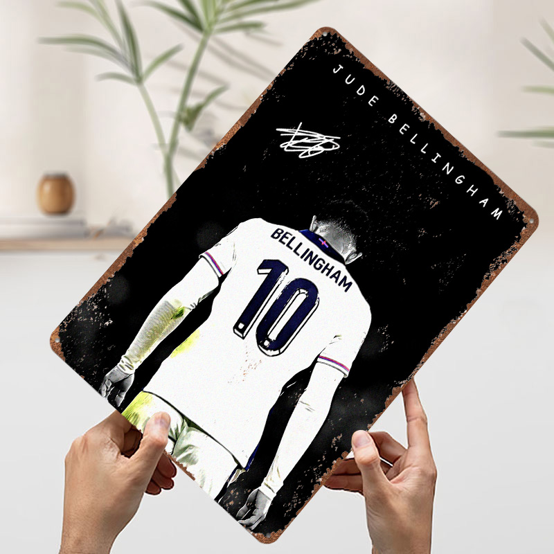 ベリンガムサッカージャージー錫板ポスターカスタムウォールアー - Retro Gaming Jersey のレビューと価格