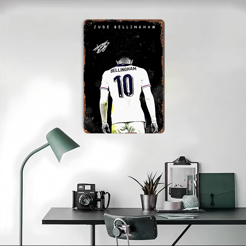 ベリンガムサッカージャージー錫板ポスターカスタムウォールアー - Retro Gaming Jersey のレビューと価格