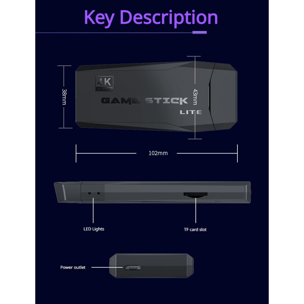 ポータブル4Kレトロゲームスティックコンソール、ワイヤレスコ - Retro Gaming Hdmi Stick のレビューと価格