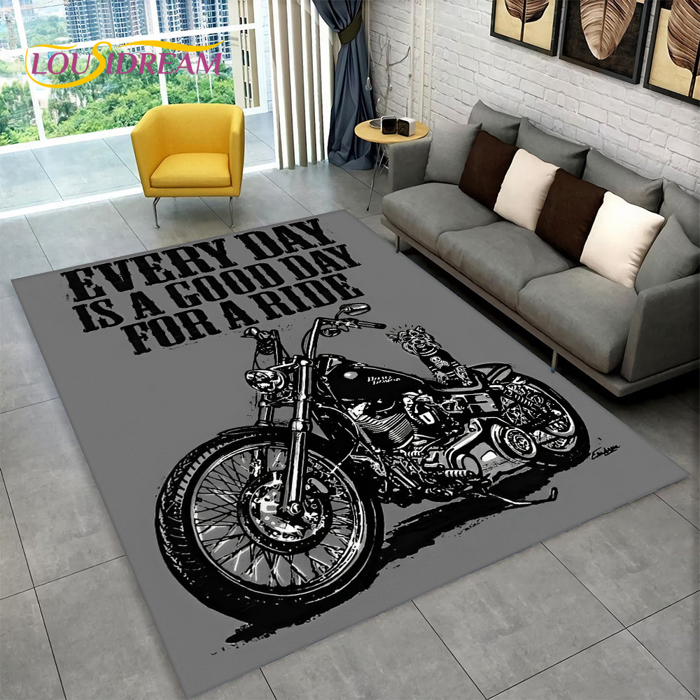 ヴィンテージレトロな3Dオートバイエリア,大きなカーペット, - Retro Gaming Rug のレビューと価格