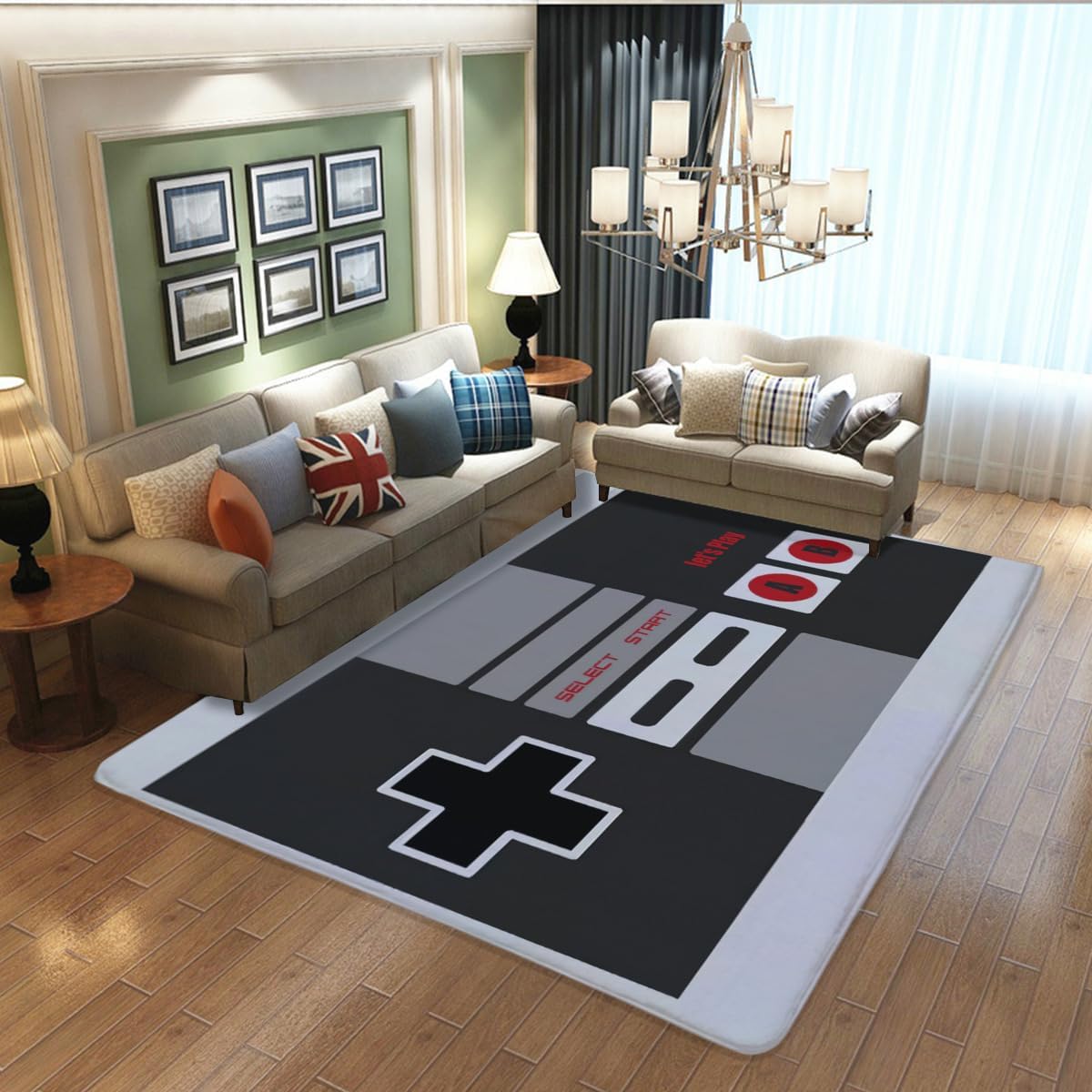 ビンテージNESコントローラーをテーマにしたラグ、滑り止めマ - Retro Gaming Rug のレビューと価格