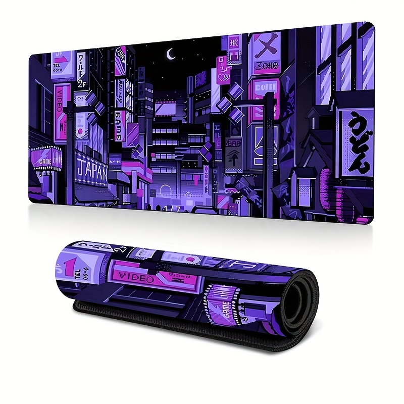 XXL 東京ストリートデスクマット、鮮やかなパープルレトロア - Retro Gaming Tokyo のレビューと価格