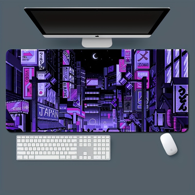 XXL 東京ストリートデスクマット、鮮やかなパープルレトロア - Retro Gaming Tokyo のレビューと価格