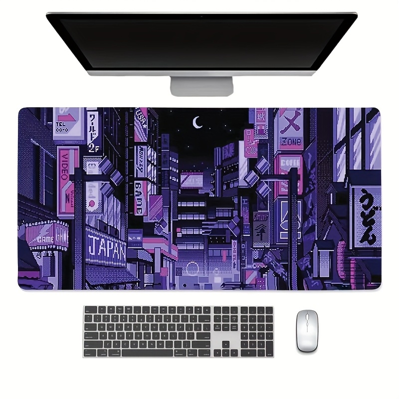 XXL 東京ストリートデスクマット、鮮やかなパープルレトロア - Retro Gaming Tokyo のレビューと価格