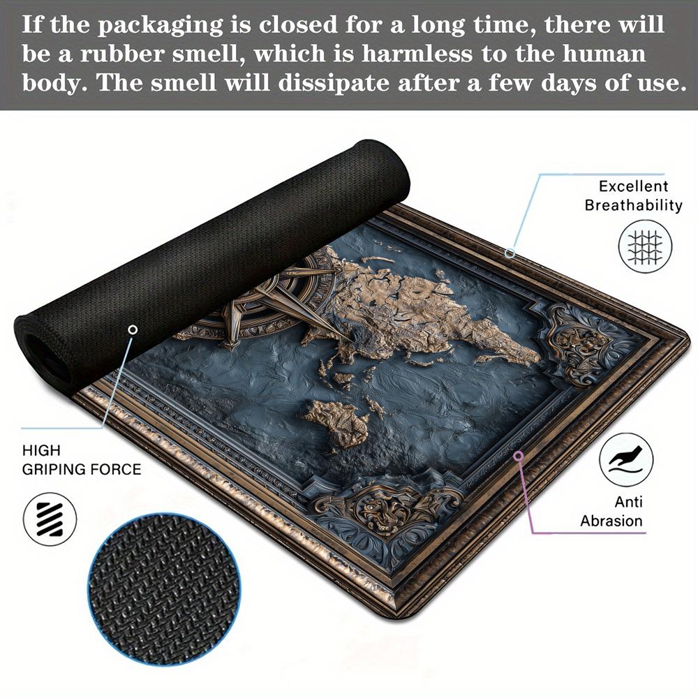 レトロなコンパスと地図柄のマウスパッド、縫い目のあるエッジ付 - Retro Gaming Rug のレビューと価格