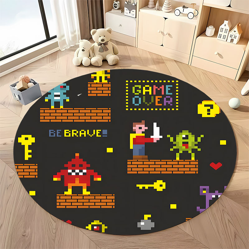 送料無料！ 子供のプレイルーム用のピクセル状のレトロなゲーム - Retro Gaming Rug のレビューと価格
