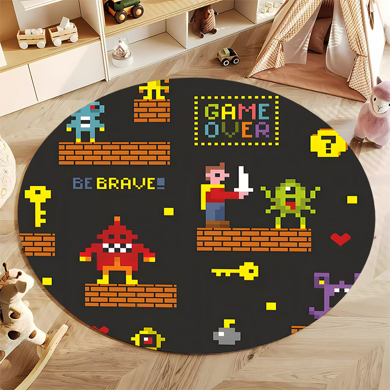 送料無料！ 子供のプレイルーム用のピクセル状のレトロなゲーム - Retro Gaming Rug のレビューと価格