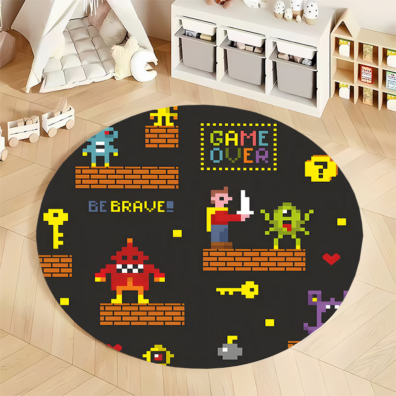 送料無料！ 子供のプレイルーム用のピクセル状のレトロなゲーム - Retro Gaming Rug のレビューと価格