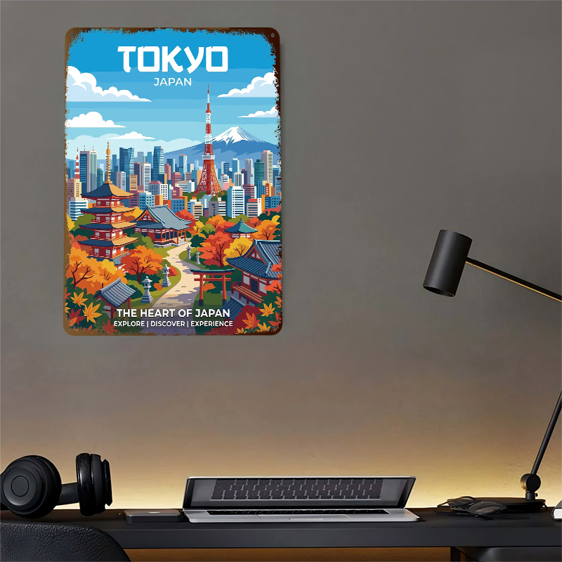 東京の街並みと富士山プリントポスター カスタマイズされたウォ - Retro Gaming Tokyo のレビューと価格